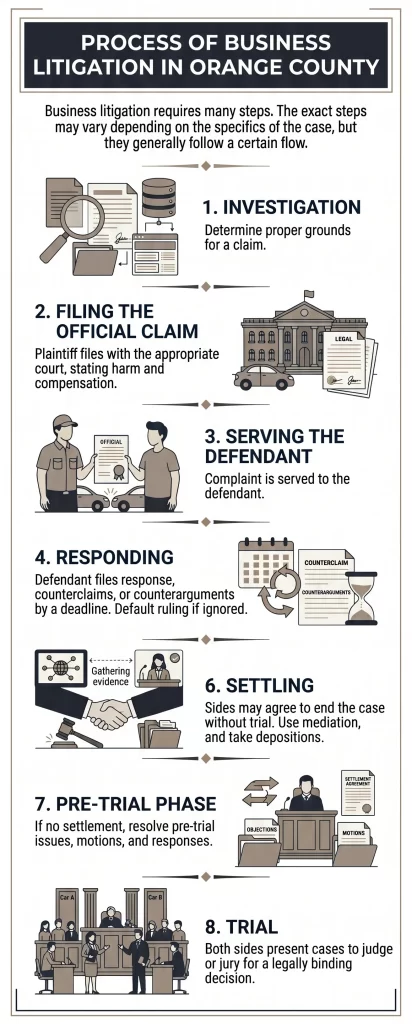 process of business litigation in orange county